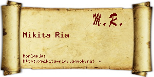 Mikita Ria névjegykártya